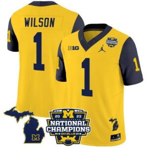 Roman Wilson  #1 Michigan Wolverines National Champions Vapor Map  Sleeves Navy