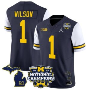 Roman Wilson  #1 Michigan Wolverines National Champions Vapor Map  Sleeves White