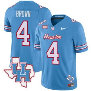 Samuel Brown  #4 Houston Cougars Oilers Inspired Vapor Map   Blue