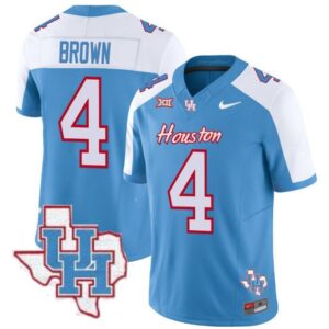Samuel Brown  #4 Houston Cougars Oilers Inspired Vapor Map   Blue Alternate
