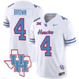 Samuel Brown  #4 Houston Cougars Oilers Inspired Vapor Map Patch   White