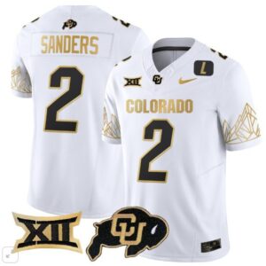 Shedeur Sanders  #2 Colorado Buffaloes Vapor Big 12 Patch   White Gold