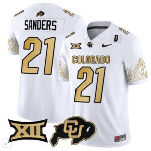Shedeur Sanders  #21 Colorado Buffaloes Vapor Big 12 Patch   White Gold