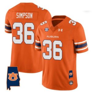Simpson #36 Auburn Tigers Alabama Patch Vapor SEC   Orange