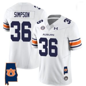 Simpson #36 Auburn Tigers Alabama Patch Vapor SEC   White