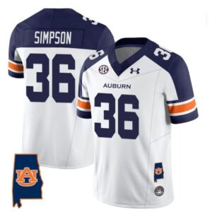Simpson #36 Auburn Tigers Alabama Patch Vapor SEC   White Alternate