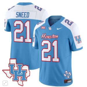 Stacy Sneed  #21 Houston Cougars Oilers Inspired Vapor Map   Blue Alternate
