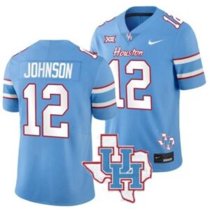 Stephon Johnson  #12 Houston Cougars Oilers Inspired Vapor Map   Blue