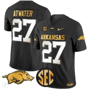 Steve Atwater  #27 Arkansas Razorbacks Home Vapor Patch   Black Limited