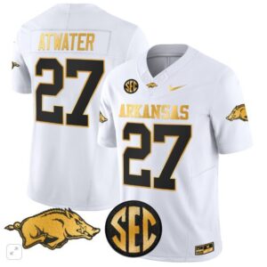 Steve Atwater  #27 Arkansas Razorbacks Home Vapor Patch   White Gold