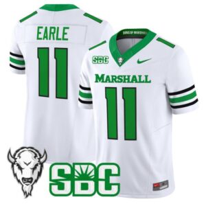 Stone Earle  #11 Marshall Thundering Herd Vapor Patch College   White