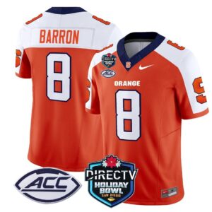 Syracuse Orange 2025 Holiday Bowl Patch Vapor  Orange Alternate Justin Barron  #8