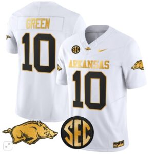 Taylen Green  #10 Arkansas Razorbacks Home Vapor Patch   White Gold