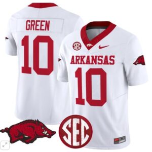 Taylen Green  #10 Arkansas Razorbacks Home Vapor Patch College   White