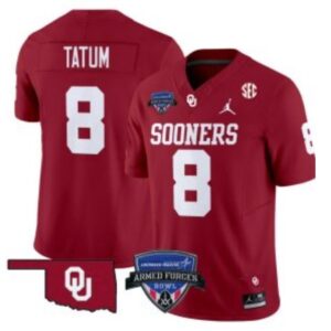 Taylor Tatum  #8 Oklahoma Sooners 2025 Armed Forces Bowl Patch   Crimson