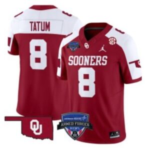 Taylor Tatum  #8 Oklahoma Sooners 2025 Armed Forces Bowl Patch   Crimson Alte