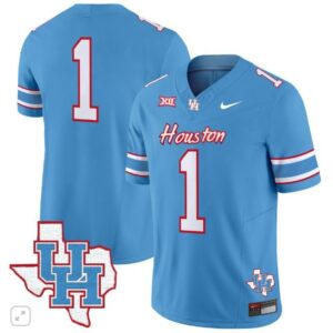 Team Blank Name  #1 Houston Cougars Oilers Inspired Vapor Map   Blue