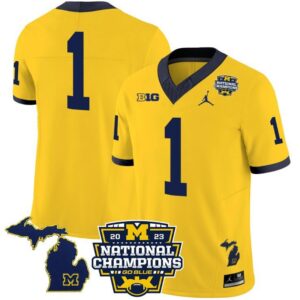 Team Blank Name  #1 Michigan Wolverines National Champions Vapor Map   Gold