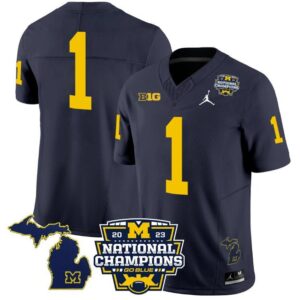 Team Blank Name  #1 Michigan Wolverines National Champions Vapor Map   Navy
