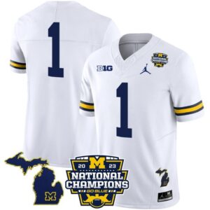 Team Blank Name  #1 Michigan Wolverines National Champions Vapor Map   White
