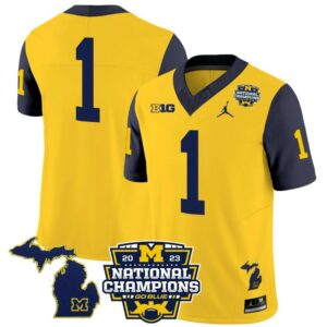 Team Blank Name  #1 Michigan Wolverines National Champions Vapor Map  Sleeves Navy