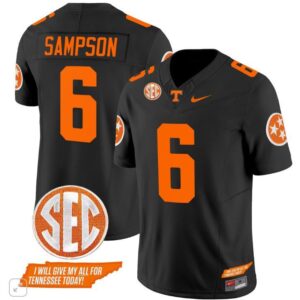 Tennessee Volunteers Dylan Sampson  #6 Home Vapor SEC Patch College   - Black