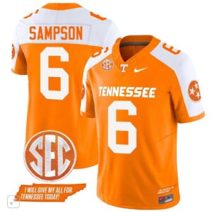 Tennessee Volunteers Dylan Sampson  #6 Vapor SEC Patch College   Orange Altern