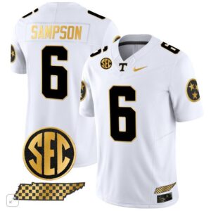 Tennessee Volunteers Dylan Sampson  #6 Vapor SEC Patch College   White Gold
