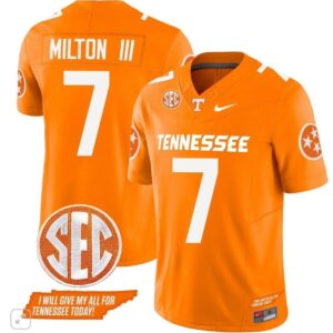 Tennessee Volunteers Joe Milton III  #7 Vapor SEC Patch College   Orange