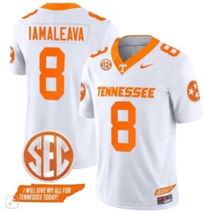 Tennessee Volunteers Nico Lamaleava  #8 Vapor SEC Patch College   White