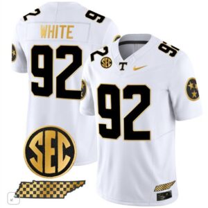 Tennessee Volunteers Reggie White  #92 Vapor SEC Patch College   White Gold