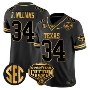 Texas Longhorns Ricky Williams  #34 Cotton Bowl Patch College   Black Gold