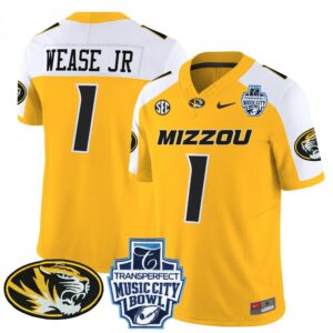 Theo Wease JR.  #1 Missouri Tigers Music City Bowl Vapor   Gold Alternate