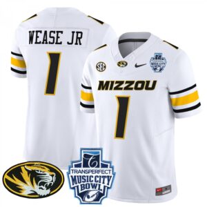 Theo Wease JR.  #1 Missouri Tigers Music City Bowl Vapor Patch   White