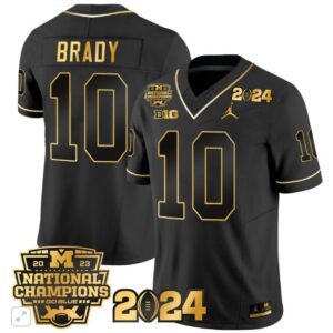 Tom Brady  #10 Michigan Wolverines 2024 CFP National Champions Vapor  Black Gold