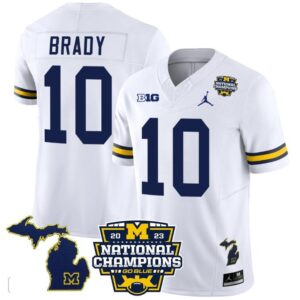 Tom Brady  #10 Michigan Wolverines National Champions Vapor Map   White