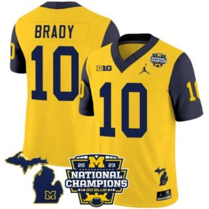 Tom Brady  #10 Michigan Wolverines National Champions Vapor Map  Sleeves Navy