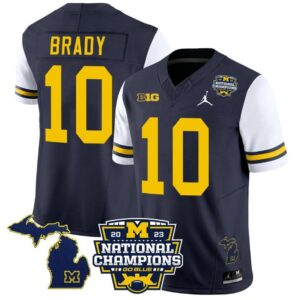 Tom Brady  #10 Michigan Wolverines National Champions Vapor Map  Sleeves White