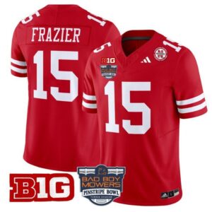 Tommie Frazier  #15 Nebraska Cornhuskers 2025 Pinstripe Bowl B1G Patch   Red