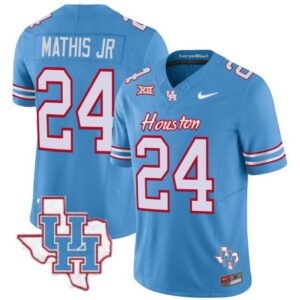Tony Mathis Jr.  #24 Houston Cougars Oilers Inspired Vapor Map   Blue