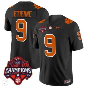 Travis Etienne  #9 Clemson Tigers 2025 National Champions Patch Vapor   Black
