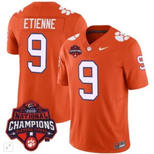 Travis Etienne  #9 Clemson Tigers National Champions Patch Vapor  All  Orange