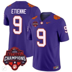 Travis Etienne  #9 Clemson Tigers National Champions Patch Vapor  All  Purple