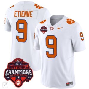 Travis Etienne  #9 Clemson Tigers National Champions Patch Vapor  All  White