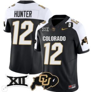 Travis Hunter  #12 Colorado Buffaloes Vapor Big 12 Patch   Black Alternate