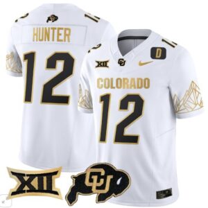 Travis Hunter  #12 Colorado Buffaloes Vapor Big 12 Patch   White Gold
