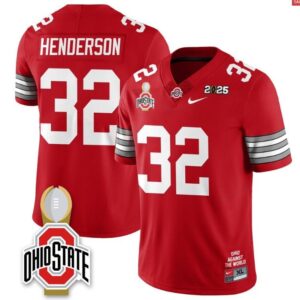 Treveyon Henderson  #32 Ohio State Buckeyes 2025 National Champions   Red