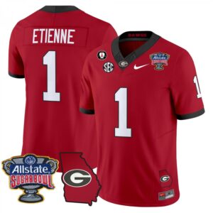 Trevor Etienne  #1 Georgia Bulldogs Sugar Bowl Georgia Map Vapor   Red