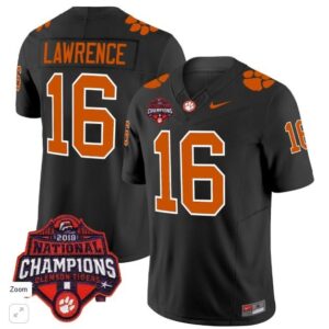 Trevor Lawrence  #16 Clemson Tigers 2025 National Champions Patch   Black