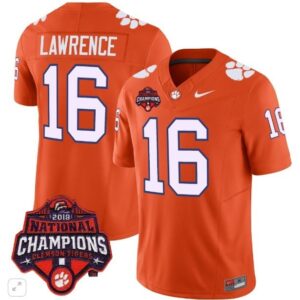 Trevor Lawrence  #16 Clemson Tigers National Champions Patch  All  Orange